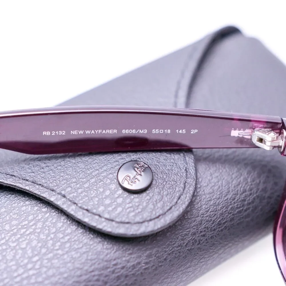 Ray-Ban New Wayfarer Violet Matte Gray Polarized Lens 55-18 145